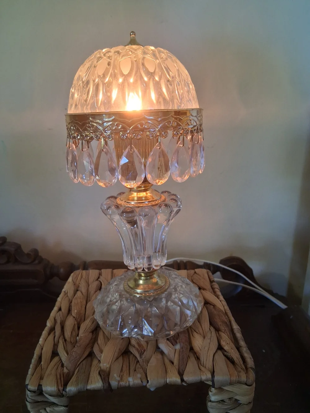 Vintage Michelotti Crystal Boudoir Parlor Lamp